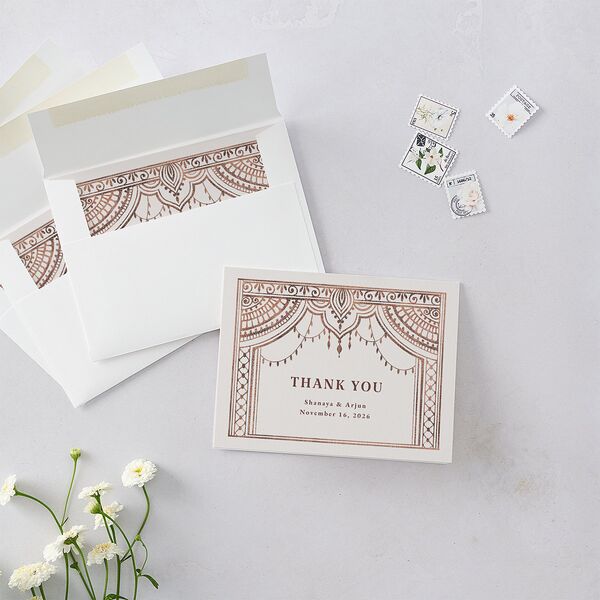 Indian Painted Henna Thank You Cards Chestnut