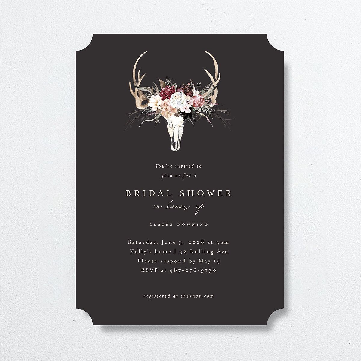 Gothic Antlers Bridal Shower Invitations — view 2