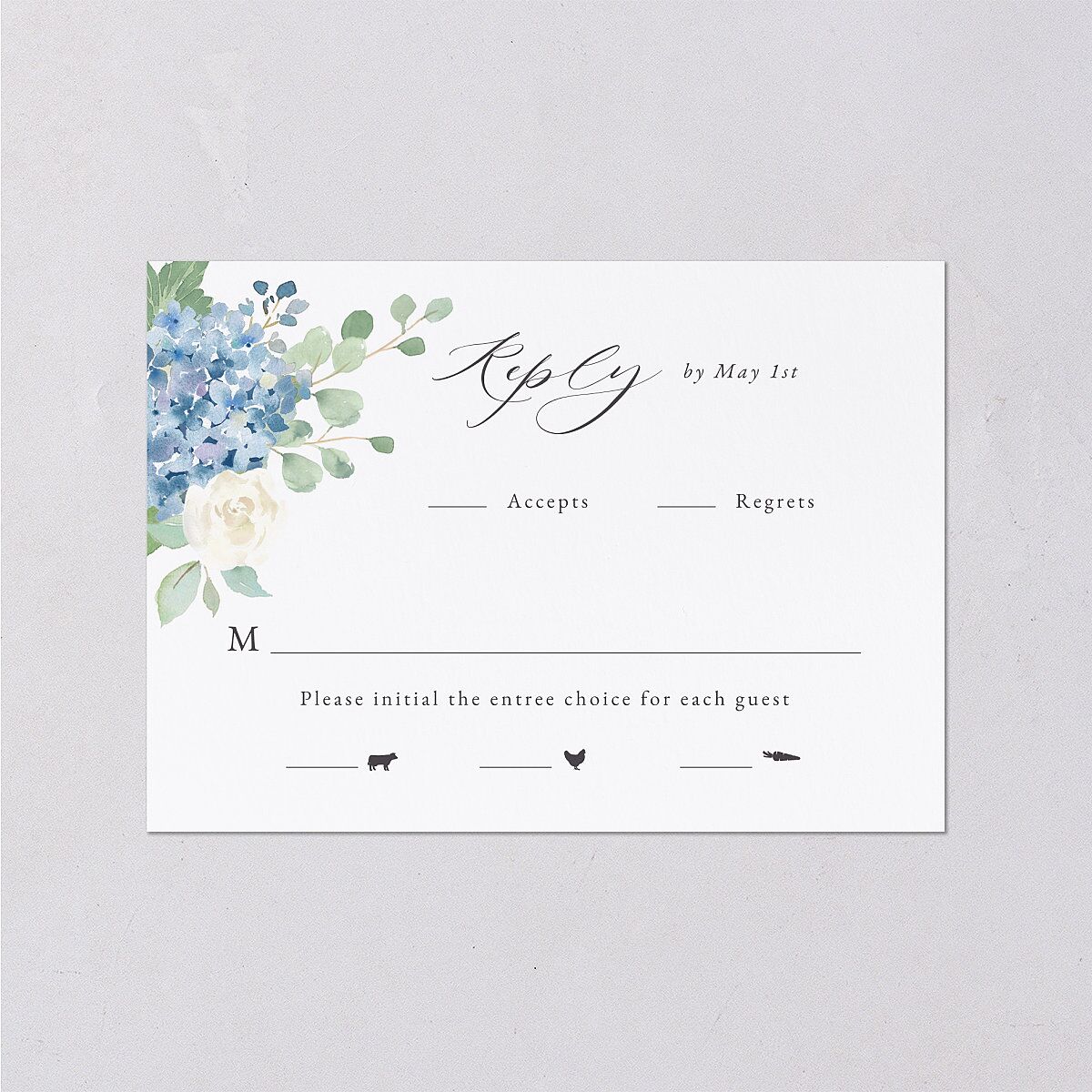 Elegant Hydrangea Wedding Response Cards Dusty Blue Signature Standard