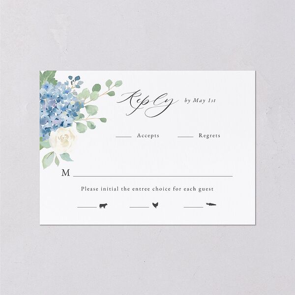 Elegant Hydrangea Wedding Response Cards Dusty Blue Signature Standard
