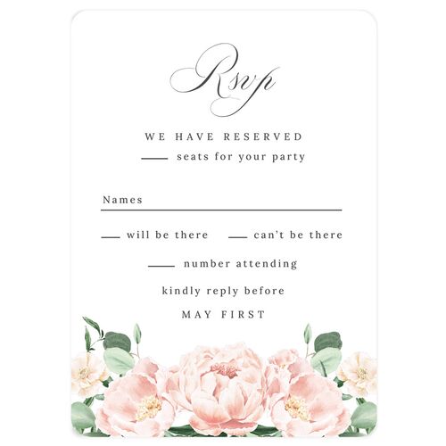 Formal Peony Garden Wedding Response Cards Dusty Rose Signature Rounded