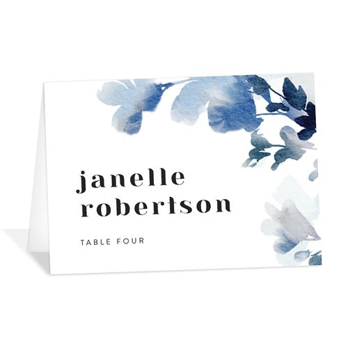 Watercolor Blooms Place Cards Midnight Navy Signature