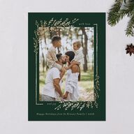 Exquisite Holiday Holiday Cards Gold Dark Green Signature Blank Portrait  Standard