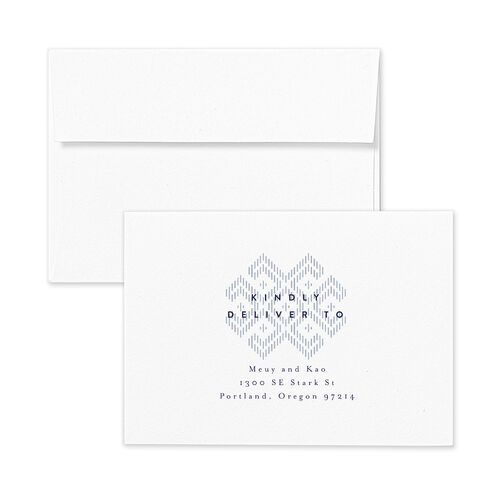 Chinese Lu Mien Response Card Envelopes Kraft Royal Blue Return Address Signature Standard