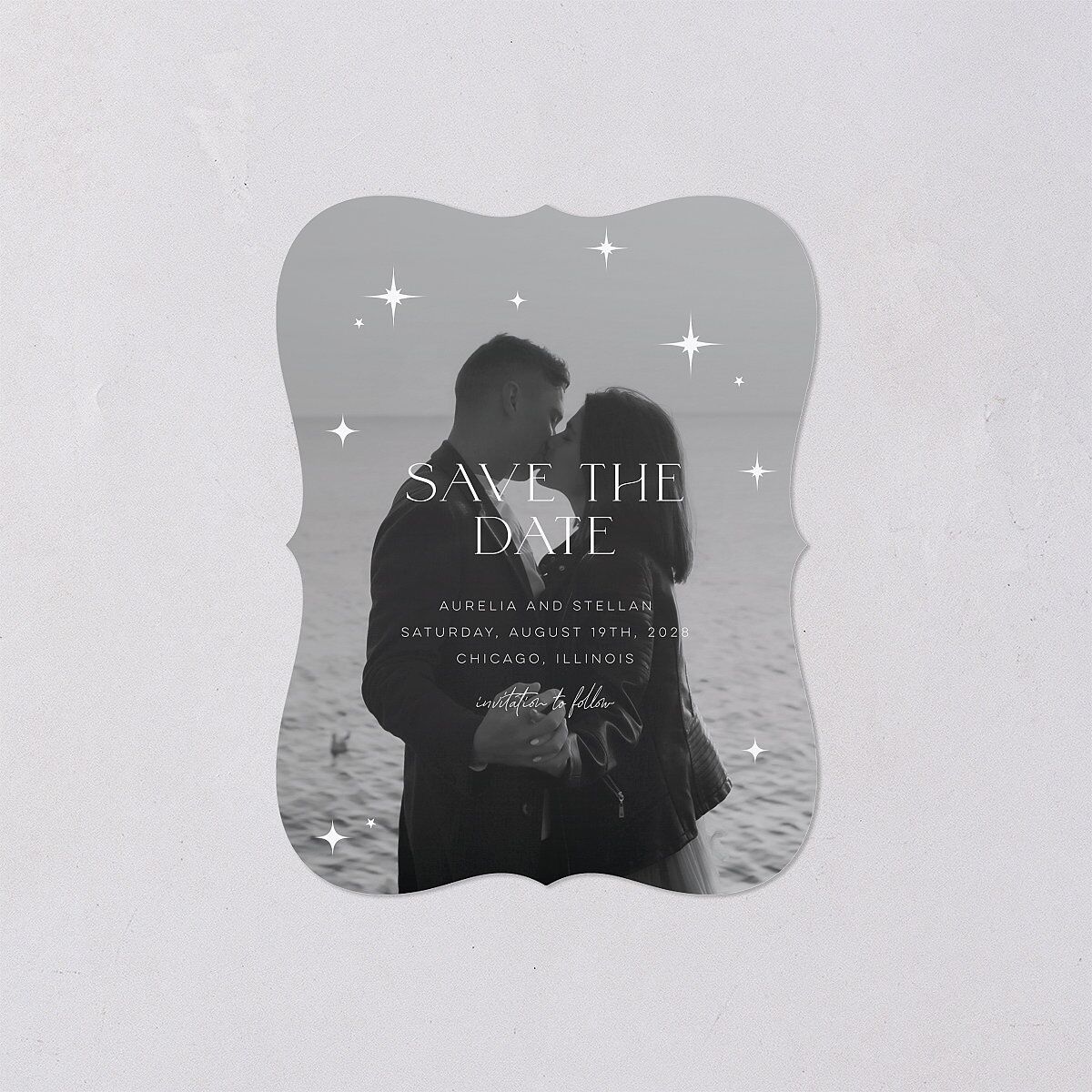 Starry Photo Save the Date Petite Cards Midnight Signature smooth Blank No Bracket