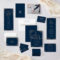 Be Our Guest Wedding Invitations Gold Navy Signature Blank No Standard