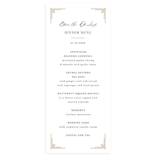 Church Cross Menus Pure White Signature
