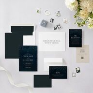 Sparkling Night Wedding Invitations Navy Signature Blank No