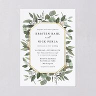 Eucalyptus Frame Wedding Invitations No Foil Pure White Signature Blank No Standard