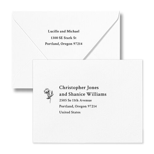 Elegant Typography Thank You Card Euro Envelopes White Cotton Both Recipient and Return Addresses Luxe Signature