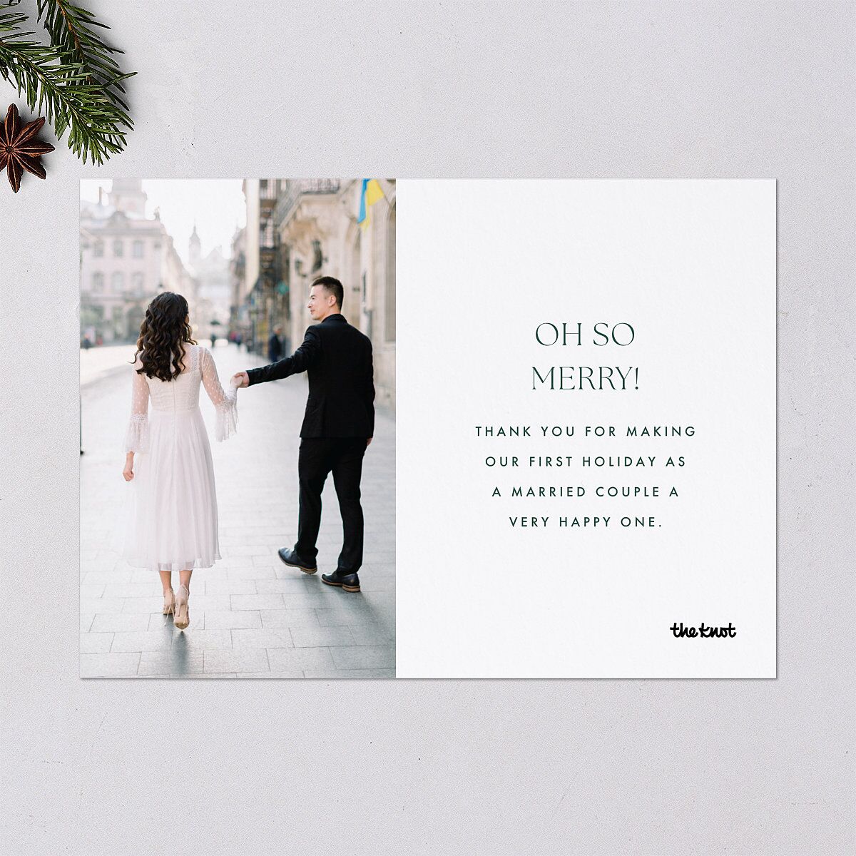 Married and Bright Wedding Gallery Holiday Cards Emerald Signature Blank Standard