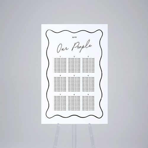 Hand Drawn Wavy Border Standard Seating Chart Large Pure White Standard Outdoor Corrugated L Seating