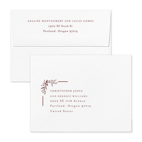 Monogram Leaves Thank You Card Envelopes Blue Rust Return Address Signature Standard