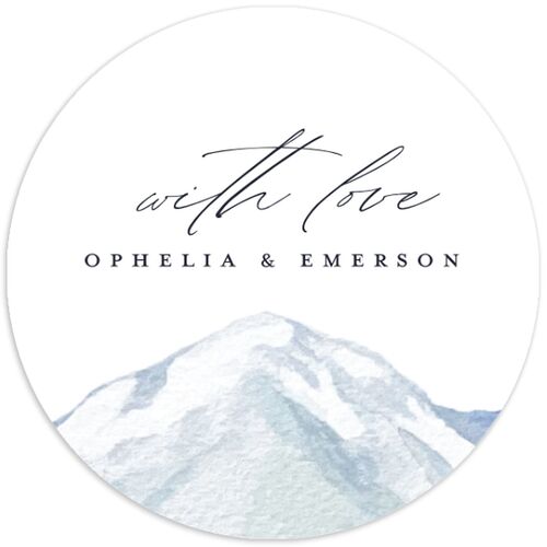 Mountain Wildflowers Wedding Stickers Dusty Blue Circle