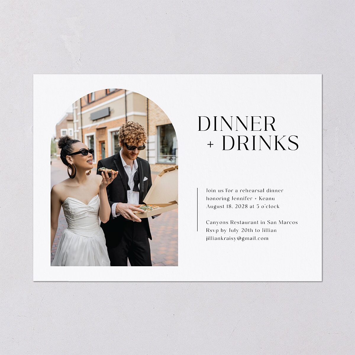 Modern Arch Photo Rehearsal Dinner Invitations Pure White Signature Blank Standard
