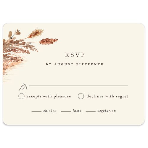 Soft Pampas Botanical Wedding Response Cards Sepia Signature Rounded