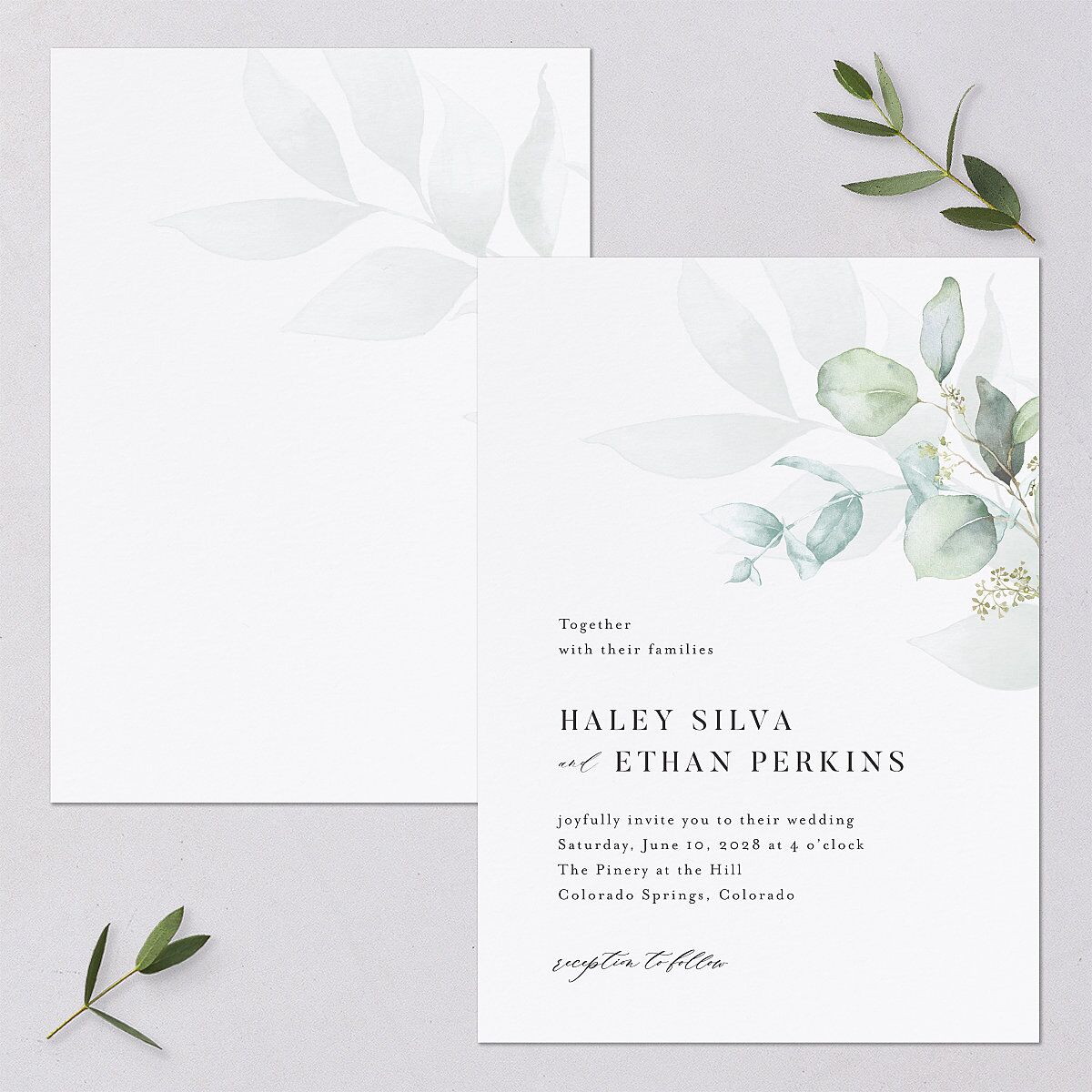 Romantic Greenery Wedding Invitations Tide Pool Signature Blank No Standard