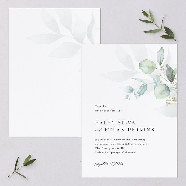Romantic Greenery Wedding Invitations Tide Pool Signature Blank No Standard