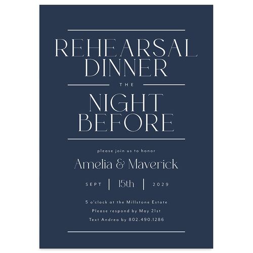 Estate Rehearsal Dinner Invitations Moody Blue Signature Blank Standard