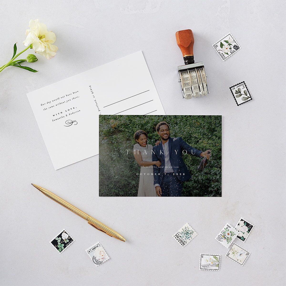 Flourishing Love Thank You Postcards Pure White