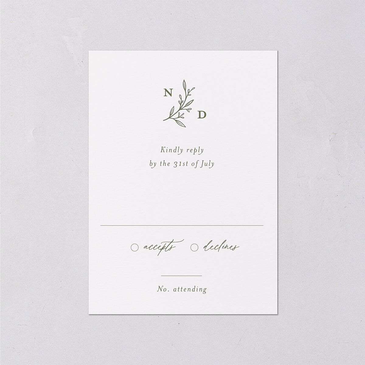 Botanical Monogram Wedding Response Cards Dark Camo Signature Standard