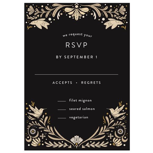 Folk Art Wedding Response Cards Midnight Signature Standard