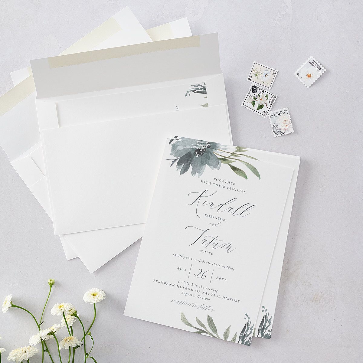 Muted Floral Wedding Invitations — view 4