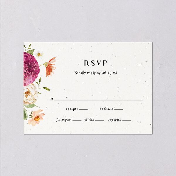 Blooming Dahlias Wedding Response Cards Hot Pink Signature Standard