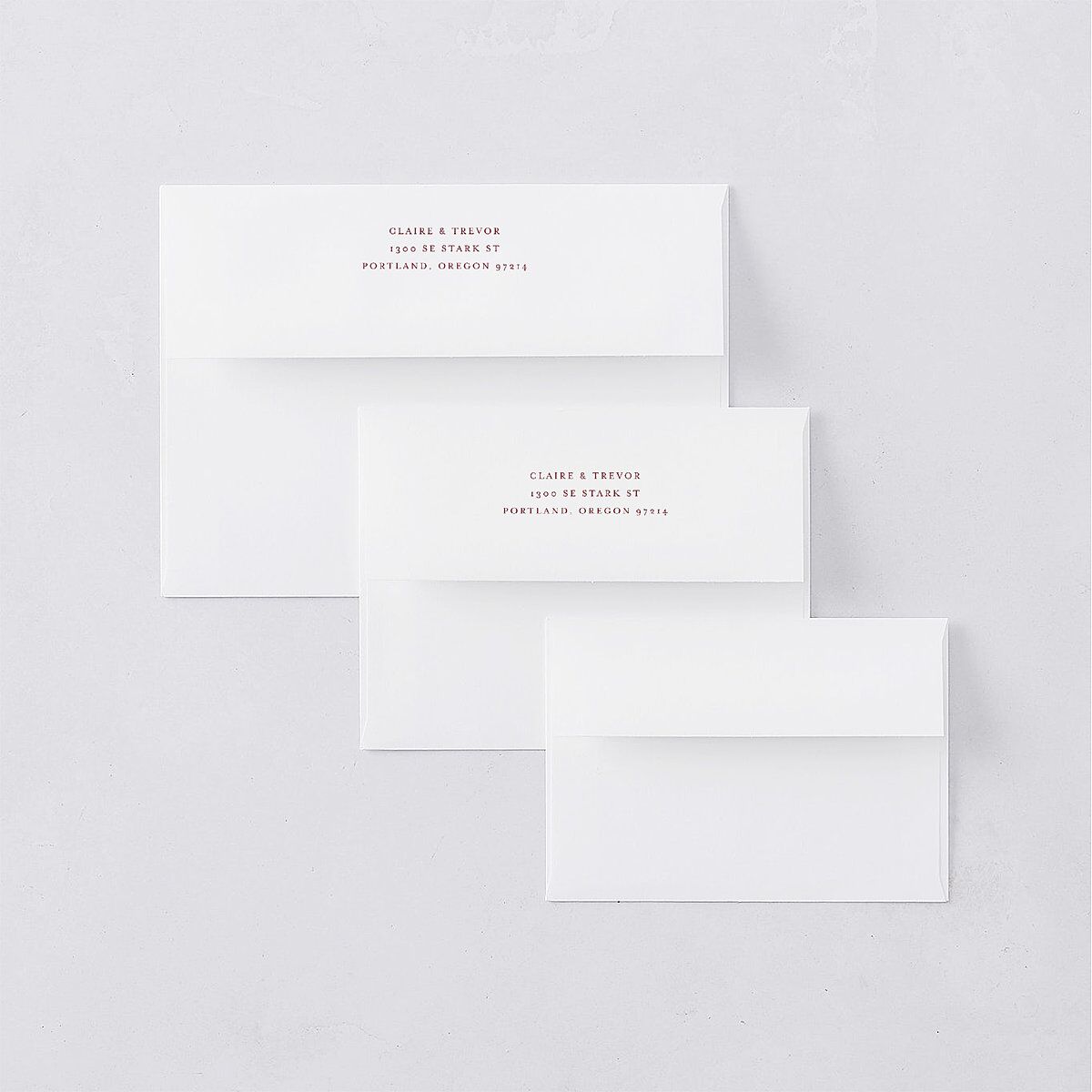 Elegant Lighthouse Save The Date Card Envelopes White Maroon Both Recipient and Return Addresses Signature Standard