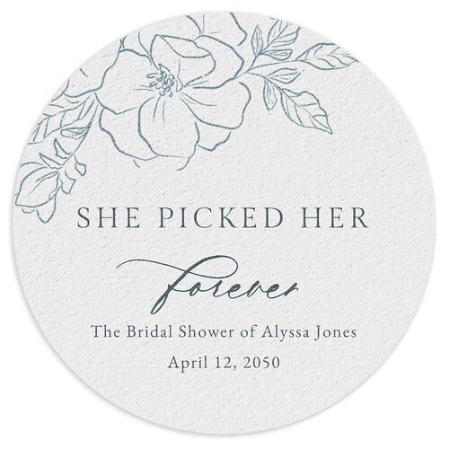 Fresh off the Market Garden Vintage Botanical Sketch Bridal Shower Wedding Day Coasters Dusty Blue Cardboard Circle