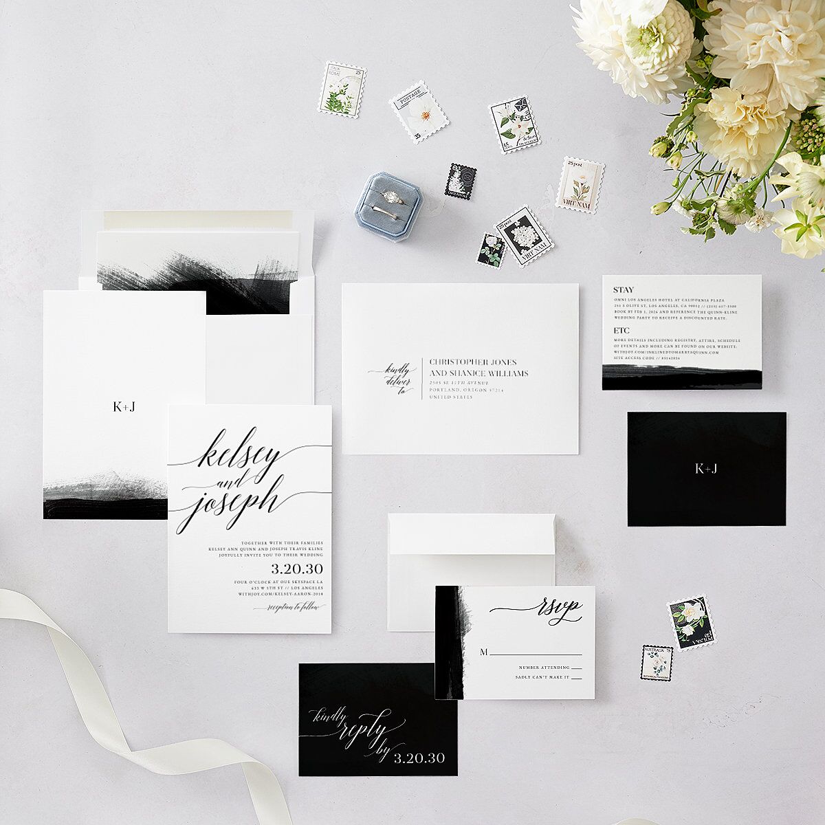 Painted Minimal Wedding Invitations Midnight Signature Blank No Standard