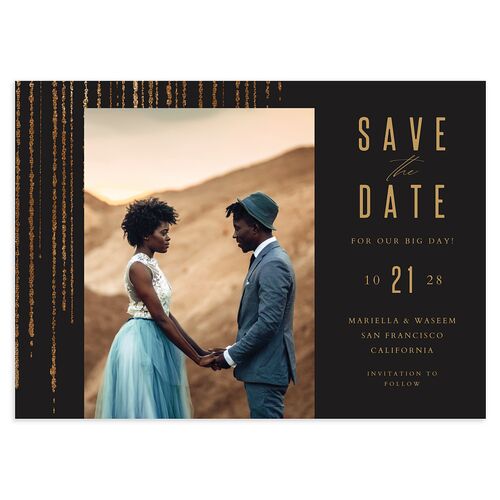 Classic Cascade Save The Date Cards Charcoal Signature smooth Blank No Standard