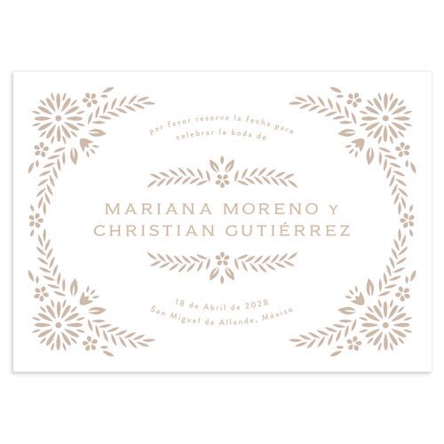 Papel Picado De Mexico Save The Date Cards Taupe Signature smooth Blank No Standard