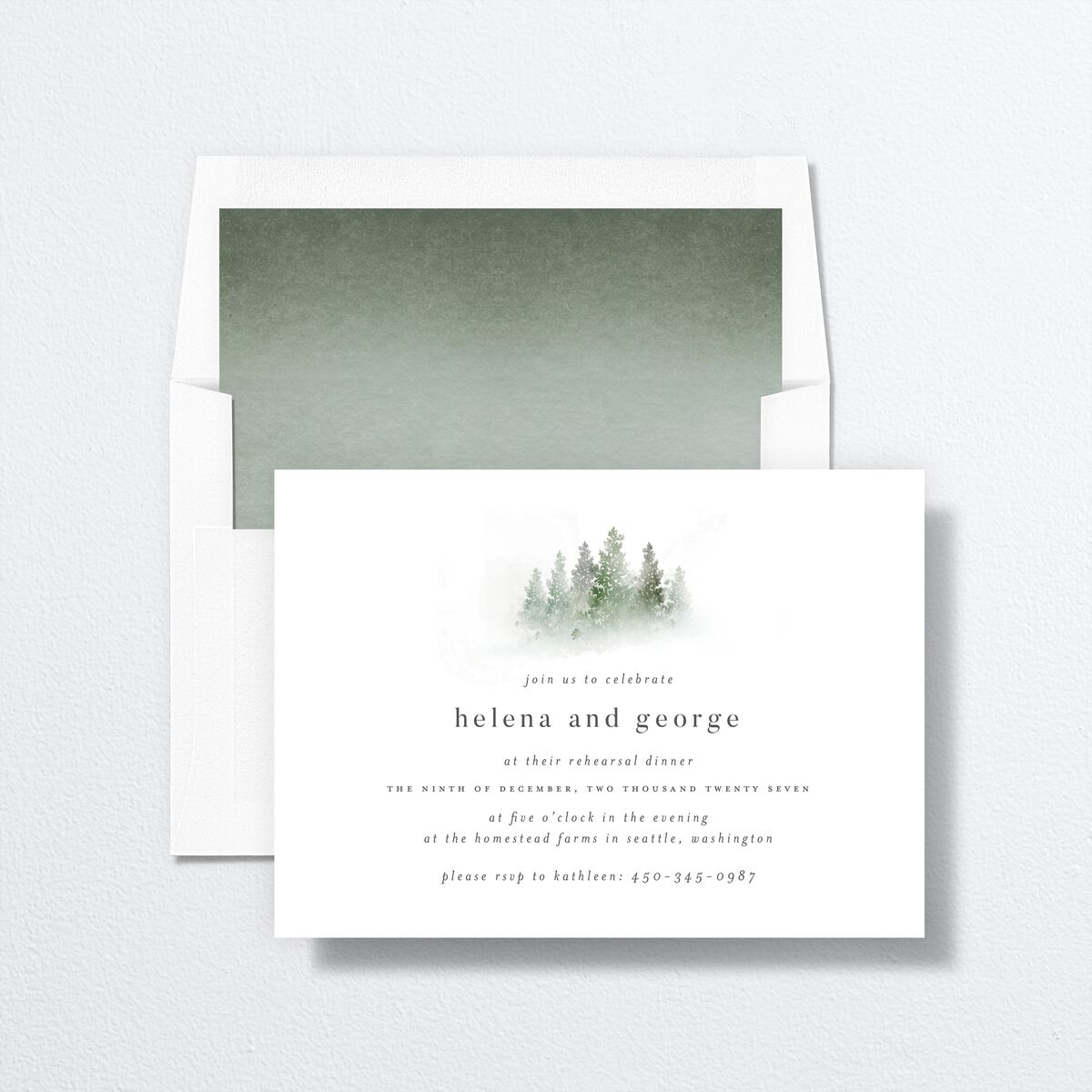 Mountain Mist Rehearsal Dinner Invitations Dusty Blue Signature