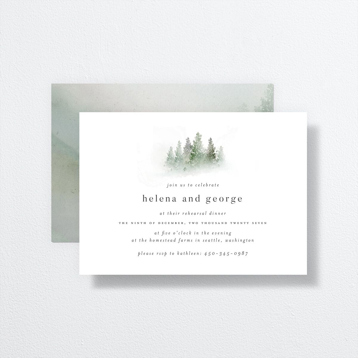 Mountain Mist Rehearsal Dinner Invitations Dusty Blue Signature