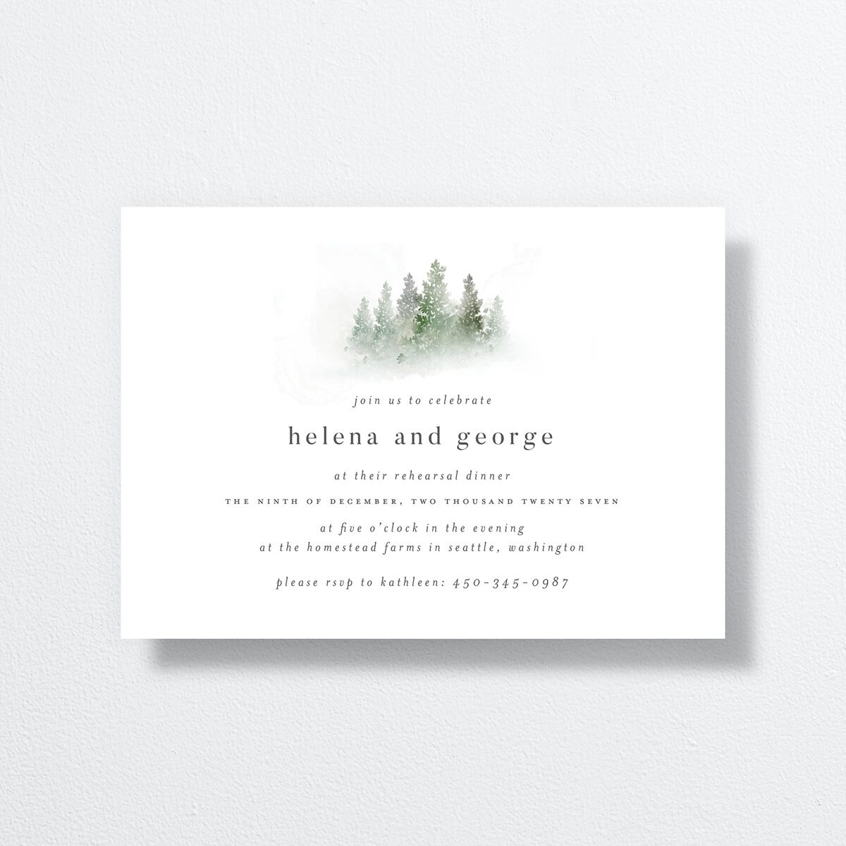 Mountain Mist Rehearsal Dinner Invitations Dusty Blue Signature