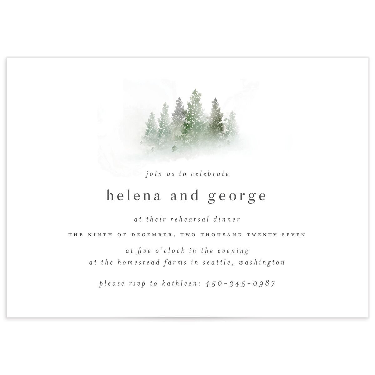 Mountain Mist Rehearsal Dinner Invitations