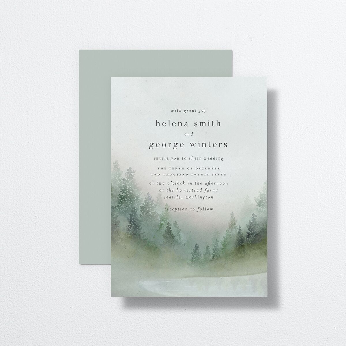 Mountain Mist Wedding Invitations Dusty Blue Signature No