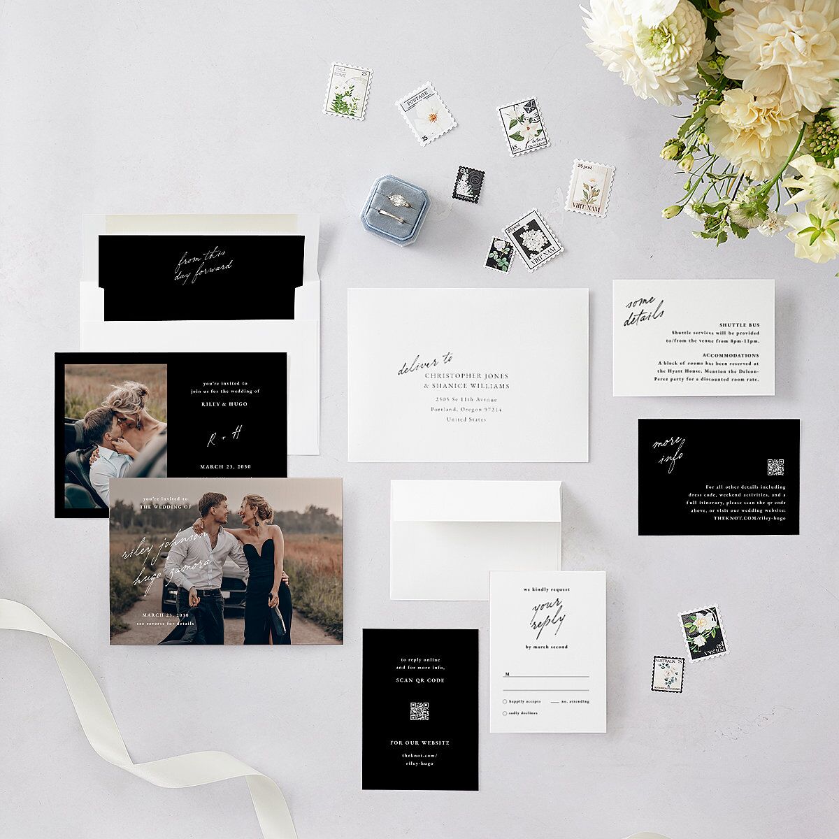 Scripted Announcement Wedding Invitations Licorice Signature Blank No Standard