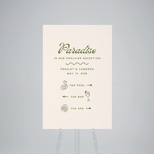 Cabana Stripes Standard Direction Sign Large Olive Standard Indoor Foam Core L Direction