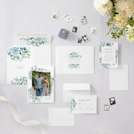 In Bloom Save The Date Cards Moody Blue Signature smooth Blank No Standard