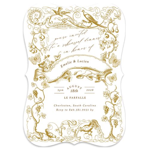 Vintage Toile Rehearsal Dinner Invitations Saddle Signature Blank Bracket