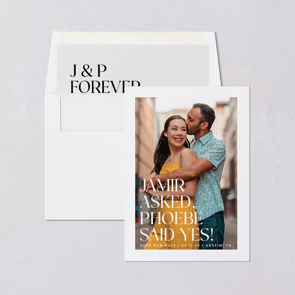 Big Yes Save the Date Cards Pure White Signature smooth Blank Rounded