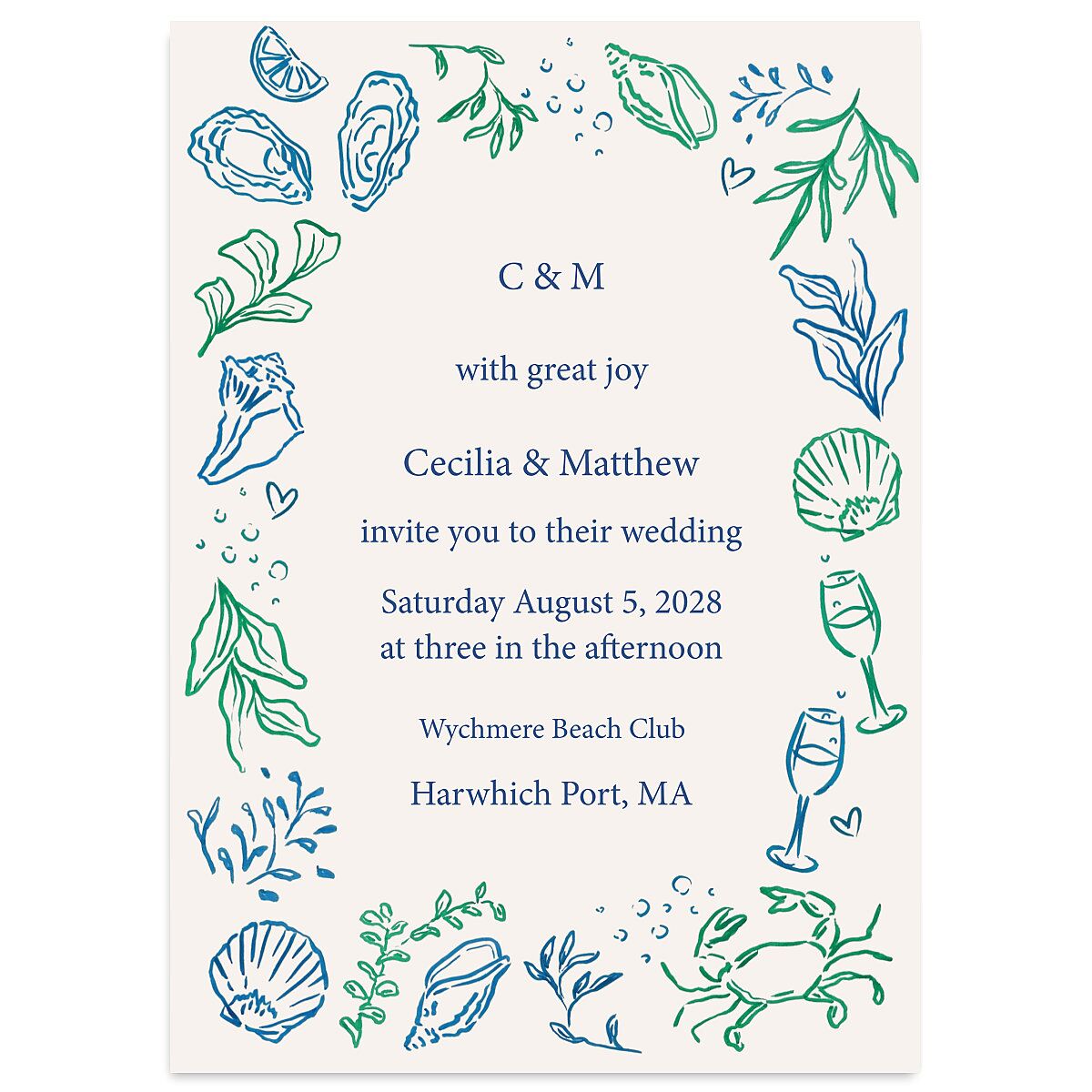 Nautical Border Wedding Invitations