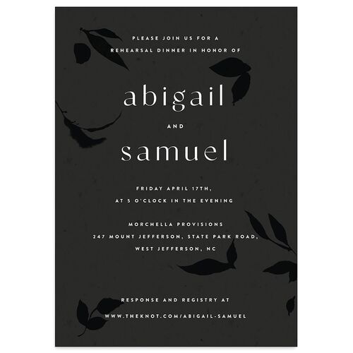 Pressed Leaves Rehearsal Dinner Invitations Charcoal Signature Blank Standard