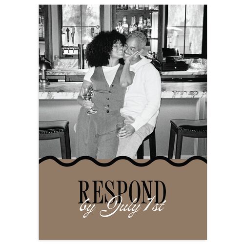 Wavy Frame Photo Wedding Response Cards Mocha Signature Standard