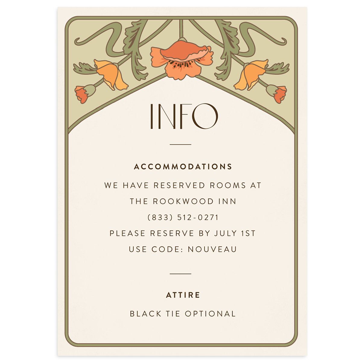 Vintage Nouveau Wedding Enclosure Cards
