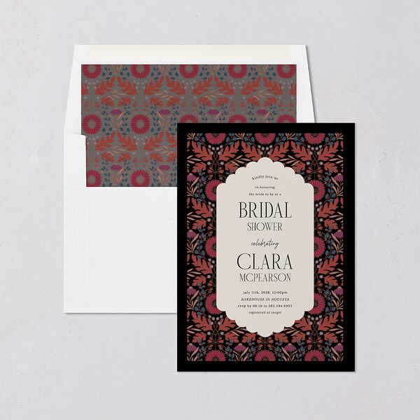 Ornate Garden Bridal Shower Invitations Garnet Signature Blank Standard
