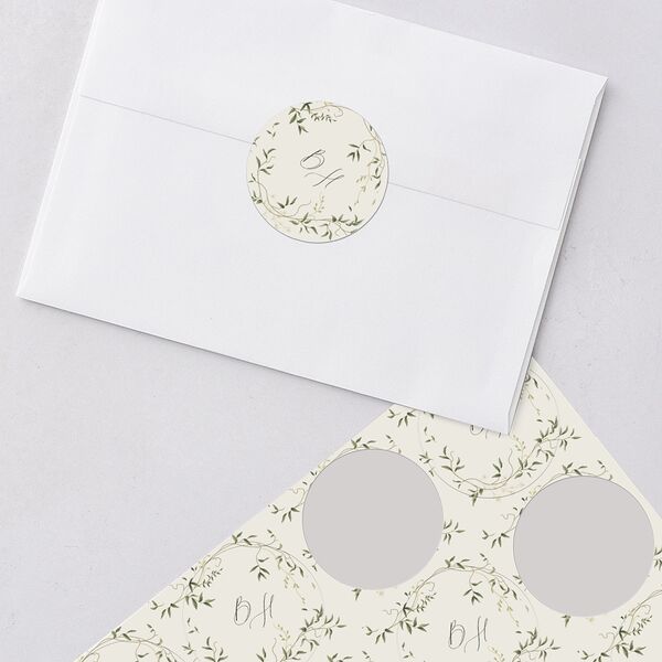 Dainty Fairytale Greenery Wedding Stickers Hunter Green Circle