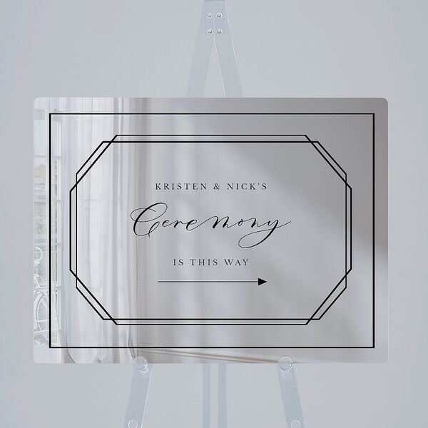 Eucalyptus Frame Mirrored Acrylic Direction Sign Medium Pure White Mirrored Acrylic M Direction Standard